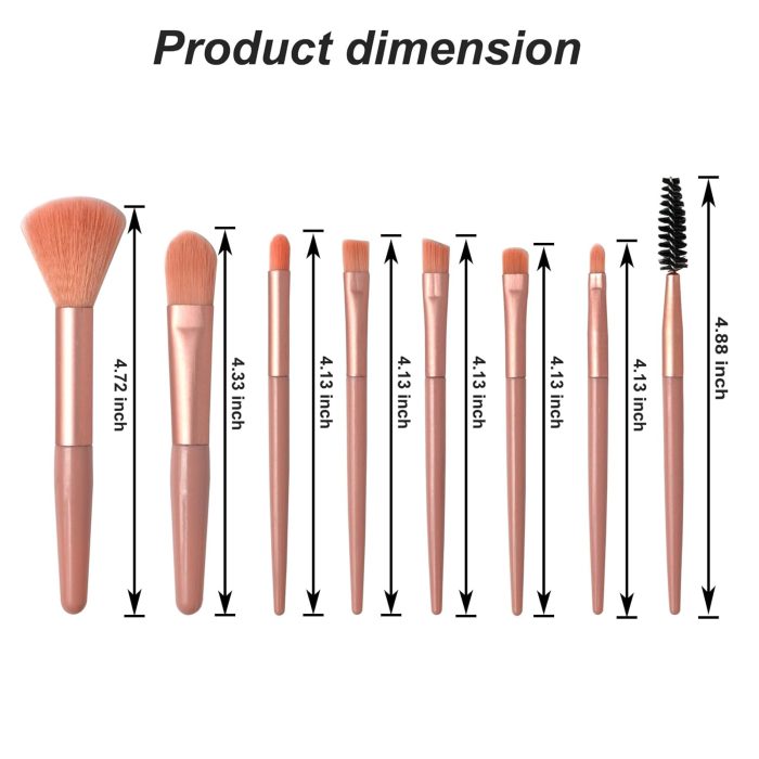 Makeup Brushes,Makeup Brush Set, 8 PCS Travel Make Up Brush Kit Mini,Cosmetic Brushes for Face Foundation Blush Eye Shadow (Pink) - Image 2
