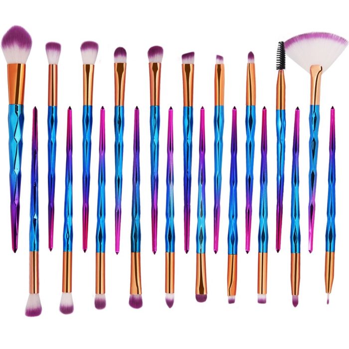 Pack of 20pcs Cosmetic Eye Shadow Sponge Eyeliner Eyebrow Lip Nose Foundation Powder Makeup Brushes Sets (purple) - Image 2